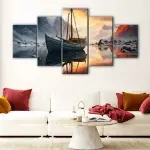 Mountains Boat canvas art - Image 4