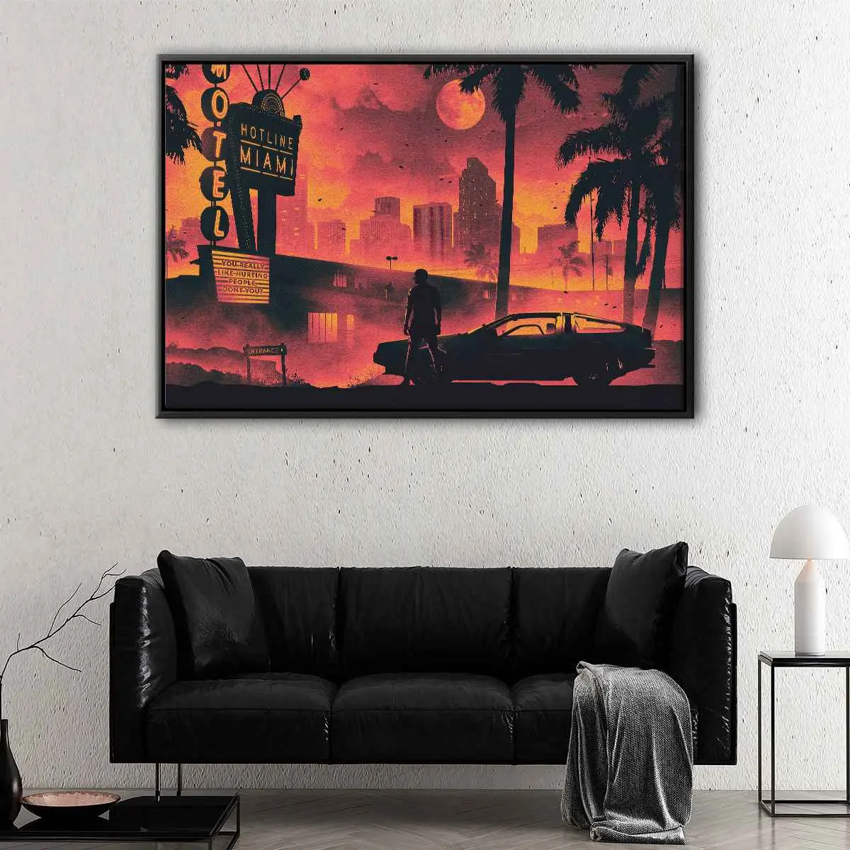 904d7477-hotline-miami-floating-frame-canvas Hotline Miami canvas art - Image 1