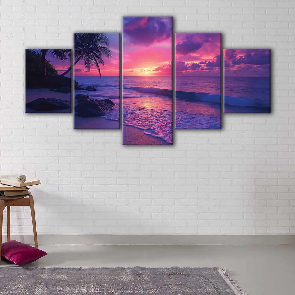 9607b51c-5-panels-tropical-beach-canvas-art Tropical Beach canvas art - Image 1