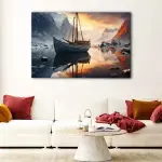 Mountains Boat canvas art - Image 2
