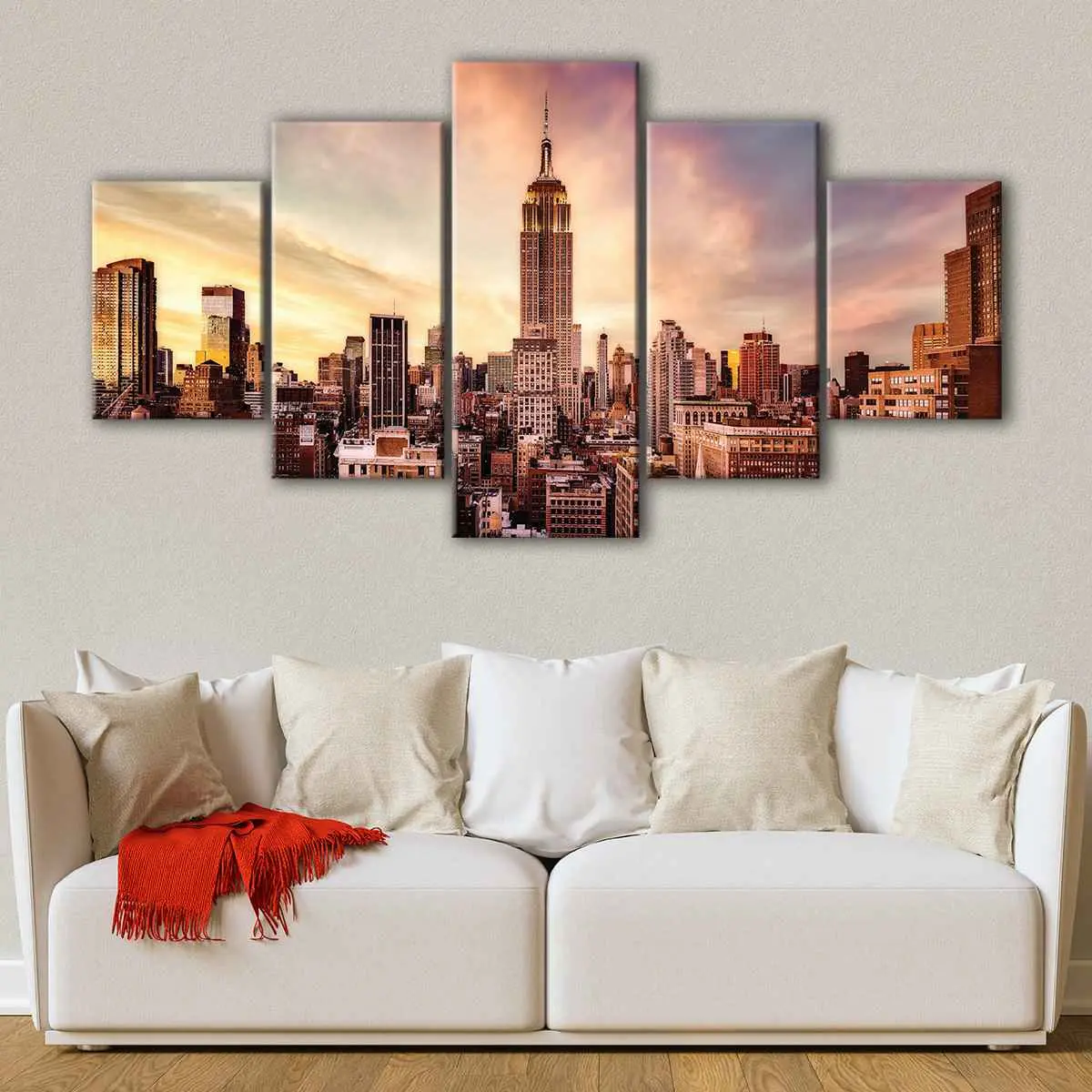 b060dd07-5-panels-empire-state-building-canvas-art Empire State Building canvas art - Image 1