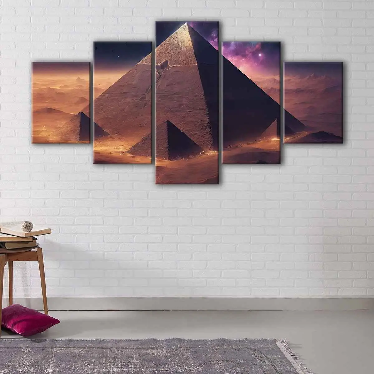 c18d9993-5-panels-mars-pyramid-canvas-art Mars Pyramid canvas art - Image 1