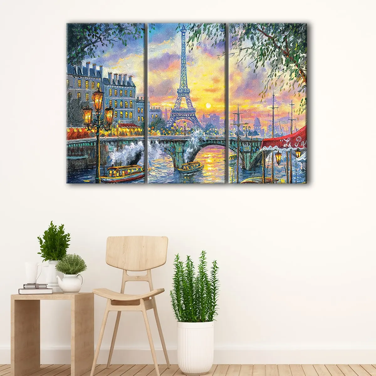 cc9bac28-3-panels-tea-time-in-paris-canvas-art Tea Time in Paris canvas art - Image 1