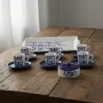 Blue Wrought Iron Pottery Dinnerware Set 22-Piece - Image 5