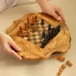 Carved for Great Minds Olive Wood Chess Set - Image 5