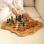 Carved for Great Minds Olive Wood Chess Set - Image 2
