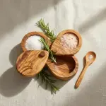 Double-Compartment Lidded Salt Cellar, Olive Wood Handmade - Image 12