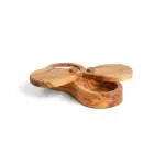 Double-Compartment Lidded Salt Cellar, Olive Wood Handmade - Image 8