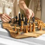 Handmade Olive Wood Chess Board - Image 3