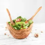 Large Rustic Wooden Salad Bowl Handmade from Olive Wood - Image 4