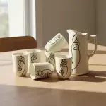 Margoum Pottery Coffee Service Set 15-Piece - Image 3