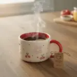 White and Red Mug – Cherry Blossoms - Image 5