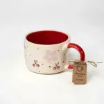 White and Red Mug – Cherry Blossoms