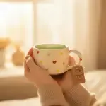 White and Green Mug – Little Hearts - Image 7