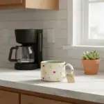 White and Green Mug – Little Hearts - Image 5