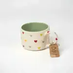 White and Green Mug – Little Hearts