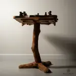 Olive Wood Chess Table with Drawers - Image 11