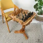 Olive Wood Chess Table with Drawers - Image 8