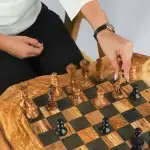 Olive Wood Chess Table with Drawers - Image 5