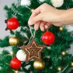 Olive Wood Christmas Ornaments: 2 Deer, Tree & Star - Image 2