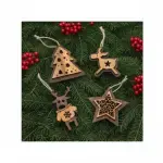 Olive Wood Christmas Ornaments: 2 Deer, Tree & Star - Image 13