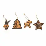 Olive Wood Christmas Ornaments: 2 Deer, Tree & Star - Image 9