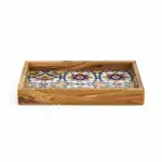 Olive Wood Rectangular Tray with Ceramic - Image 8