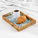 Olive Wood Rectangular Tray with Ceramic - Image 4
