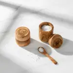 Olive Wood Salt Cellar Set with Lid - Image 12