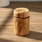 Olive Wood Salt Cellar Set with Lid - Image 9