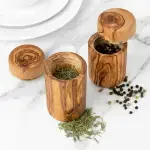 Olive Wood Salt Cellar Set with Lid - Image 6
