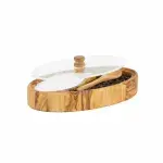 Olive Wood Salt Cellar with Plexiglass Lid - Image 6