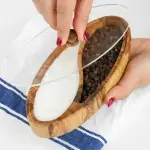 Olive Wood Salt Cellar with Plexiglass Lid - Image 5