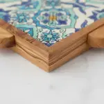 Olive Wood Tray with Hand-painted Ceramic Tiles - Image 10
