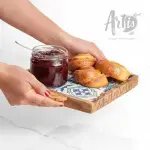 Olive Wood Tray with Hand-painted Ceramic Tiles - Image 5