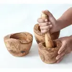 Rustic Olive Wood Mortar and Pestle - Image 5