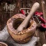 Rustic Olive Wood Mortar and Pestle - Image 4