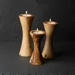 Set of 3  Olive Wood Candle Holders - Image 10