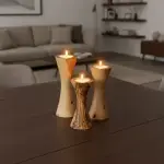 Set of 3  Olive Wood Candle Holders - Image 8