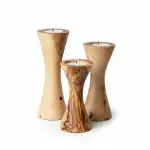 Set of 3  Olive Wood Candle Holders - Image 6