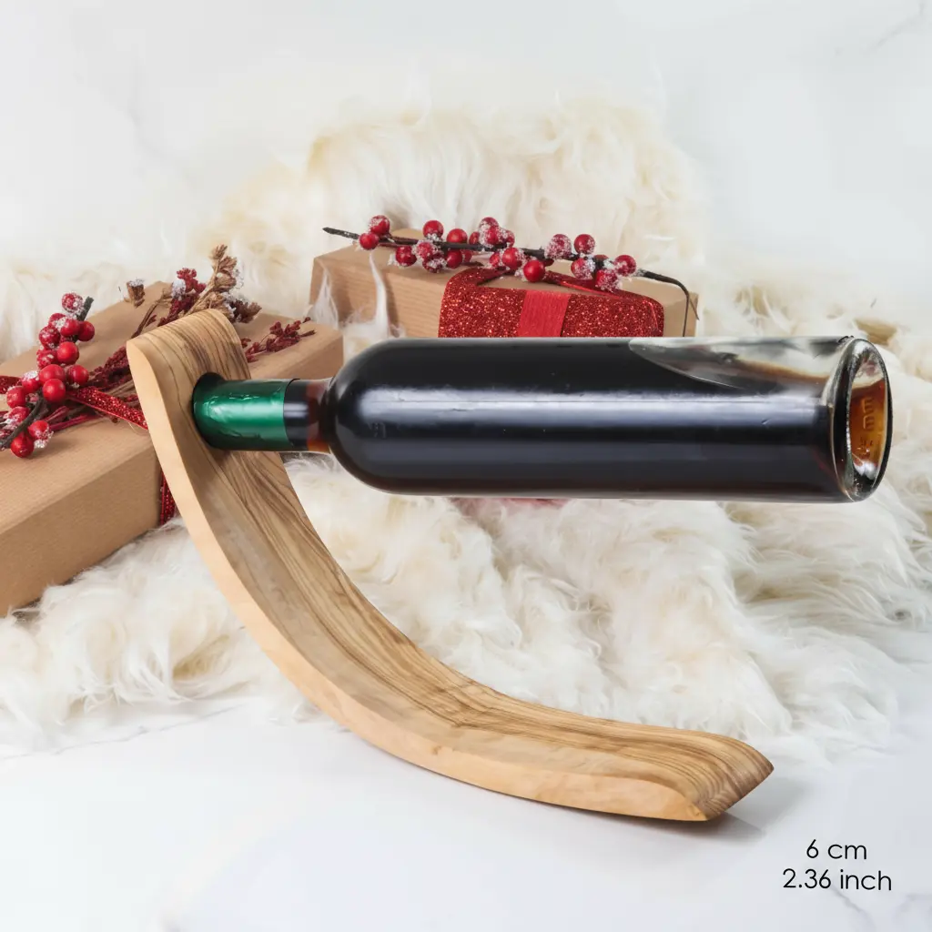 UG006-D1_20251031_165357_147406_0 Vintage Olive Wood Bottle Holder with Beeswax - Image 1